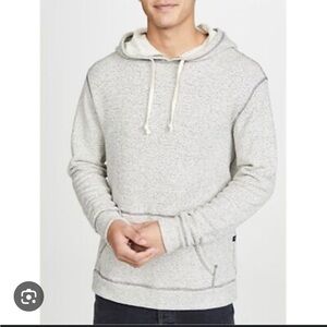 Rails Smith Hoodie Cream/Navy Terry Cloth 100% Cotton Sweatshirt Size Large